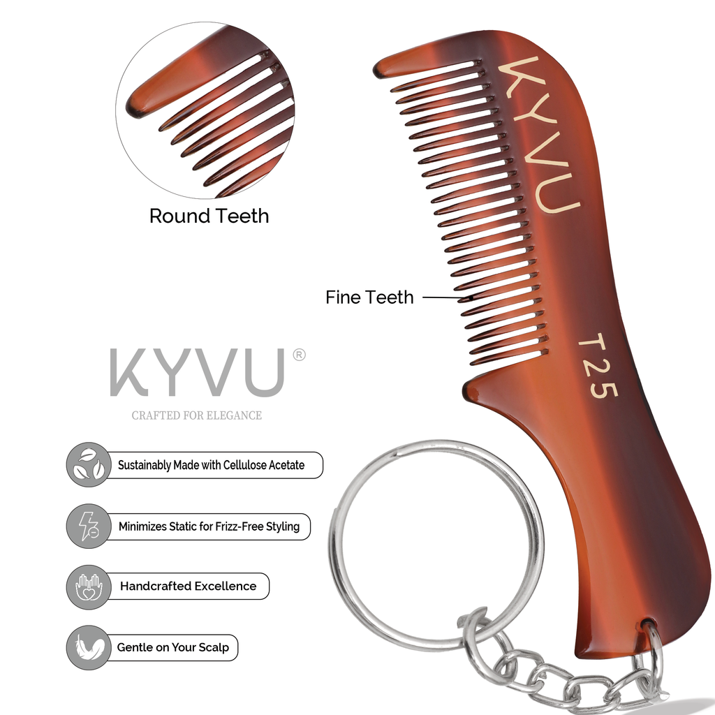 Handmade 7.5 cm Moustache & Beard Comb with Key Ring (T25)