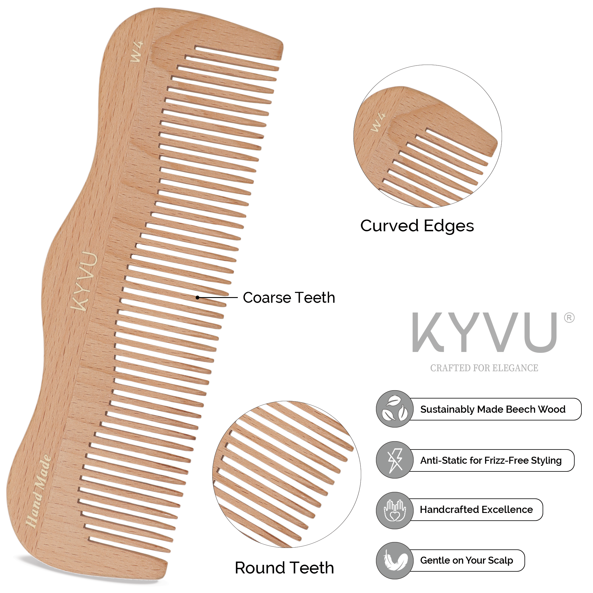 Large Wooden Coarse-Tooth Comb – Hairdressing Comb (W4)
