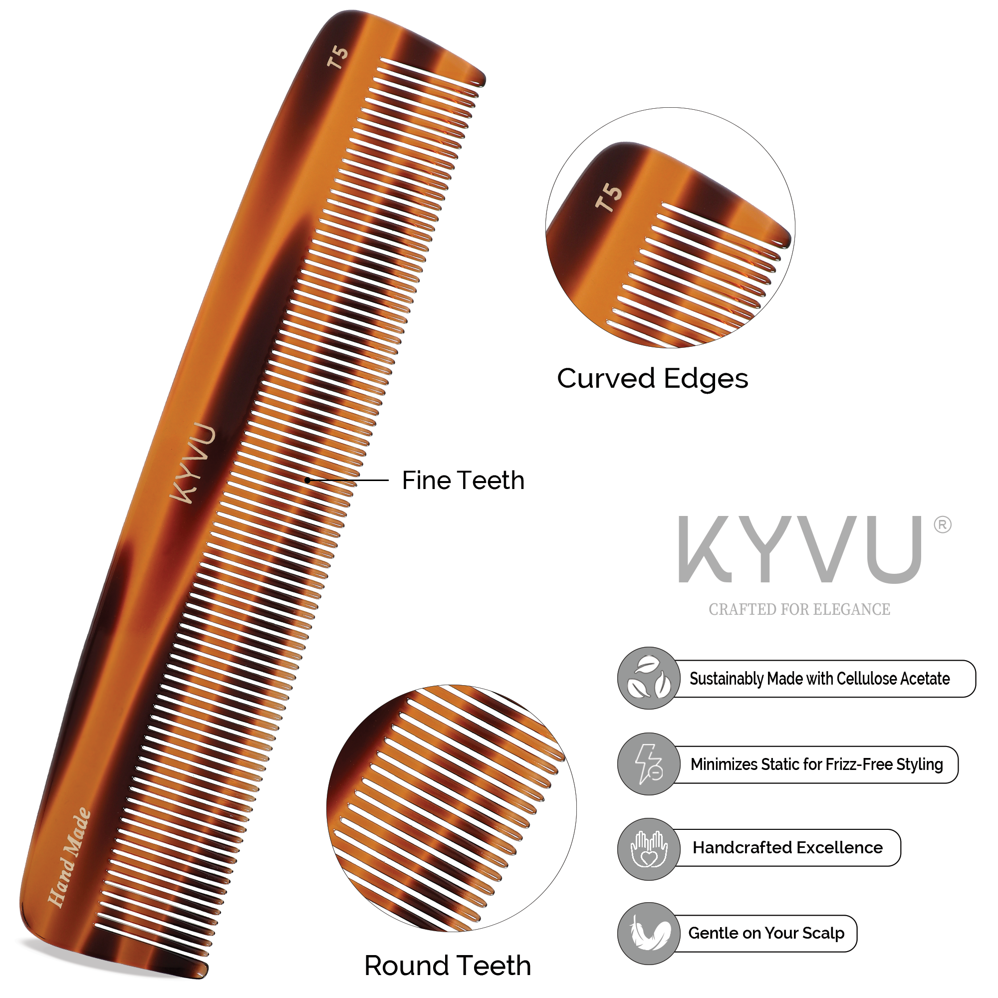 Handmade 22.3 cm Extra-Large Hairdressing Comb (T5)