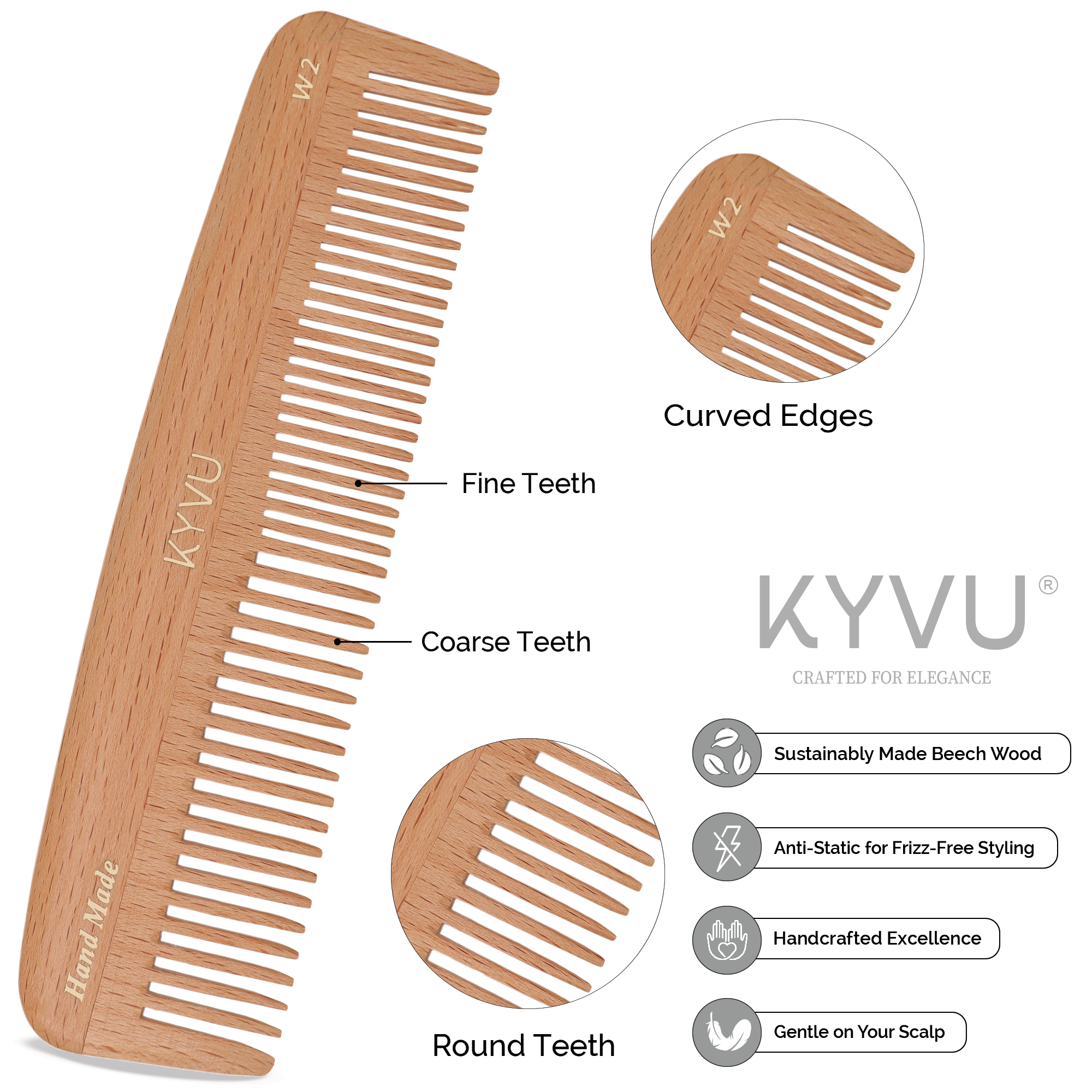 Large Wooden Dual-Tooth Comb – Hairdressing Comb (W2)