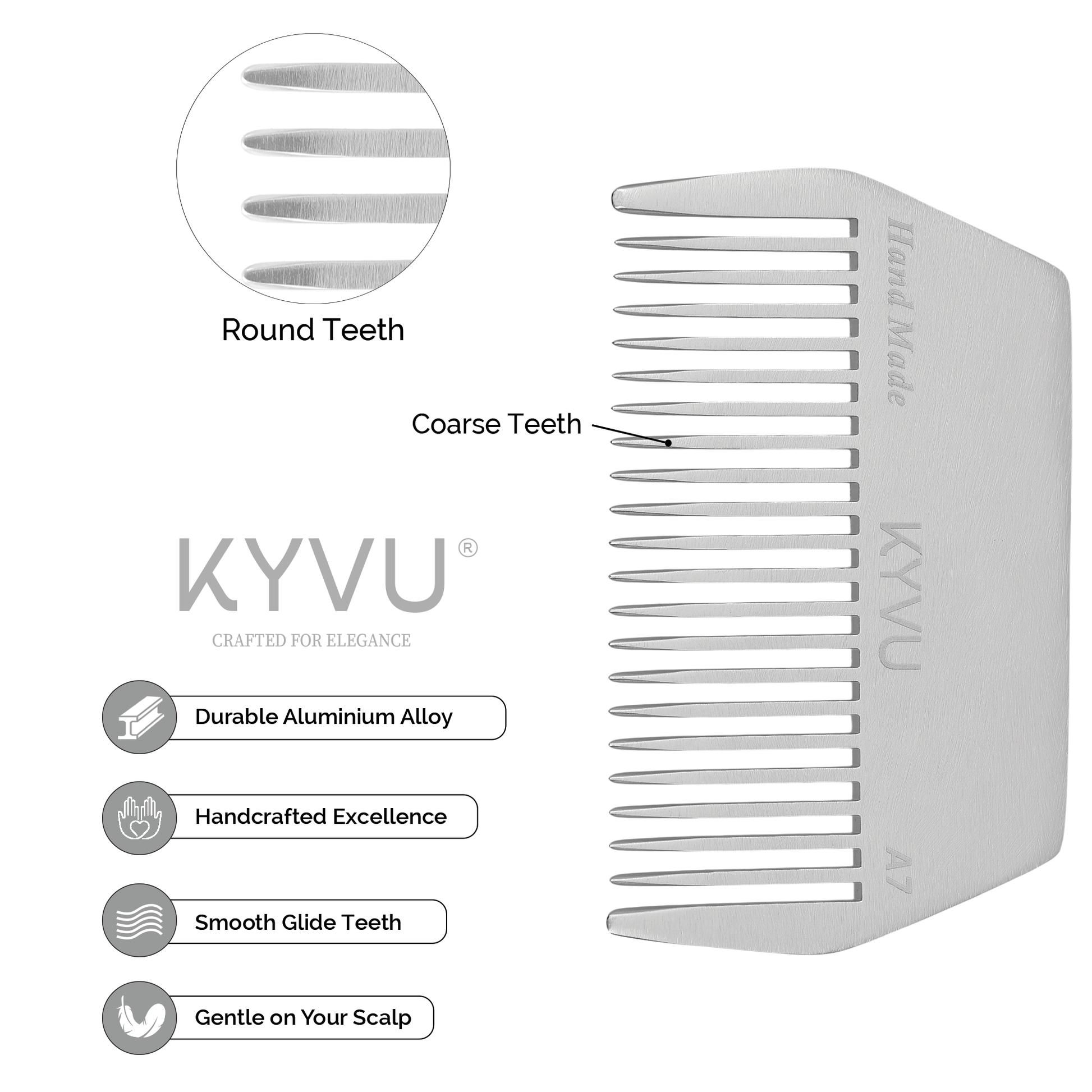 Compact Aluminium Hair Comb – Wide Styling Comb (A7)