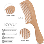 Extra-Large Wooden Fine-Tooth Comb – Styling Comb with Handle (W6)