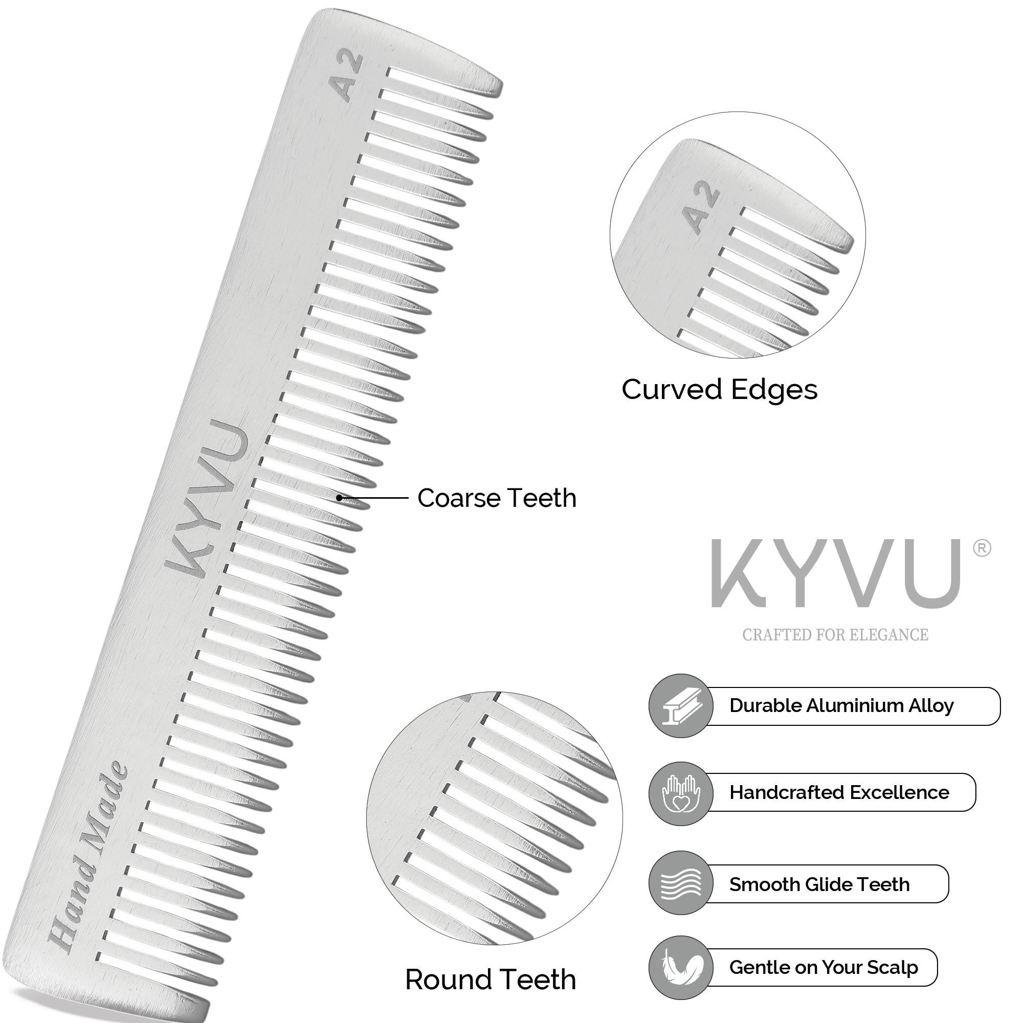 Compact Aluminium Coarse-Tooth Comb – Hairdressing Comb (A2)