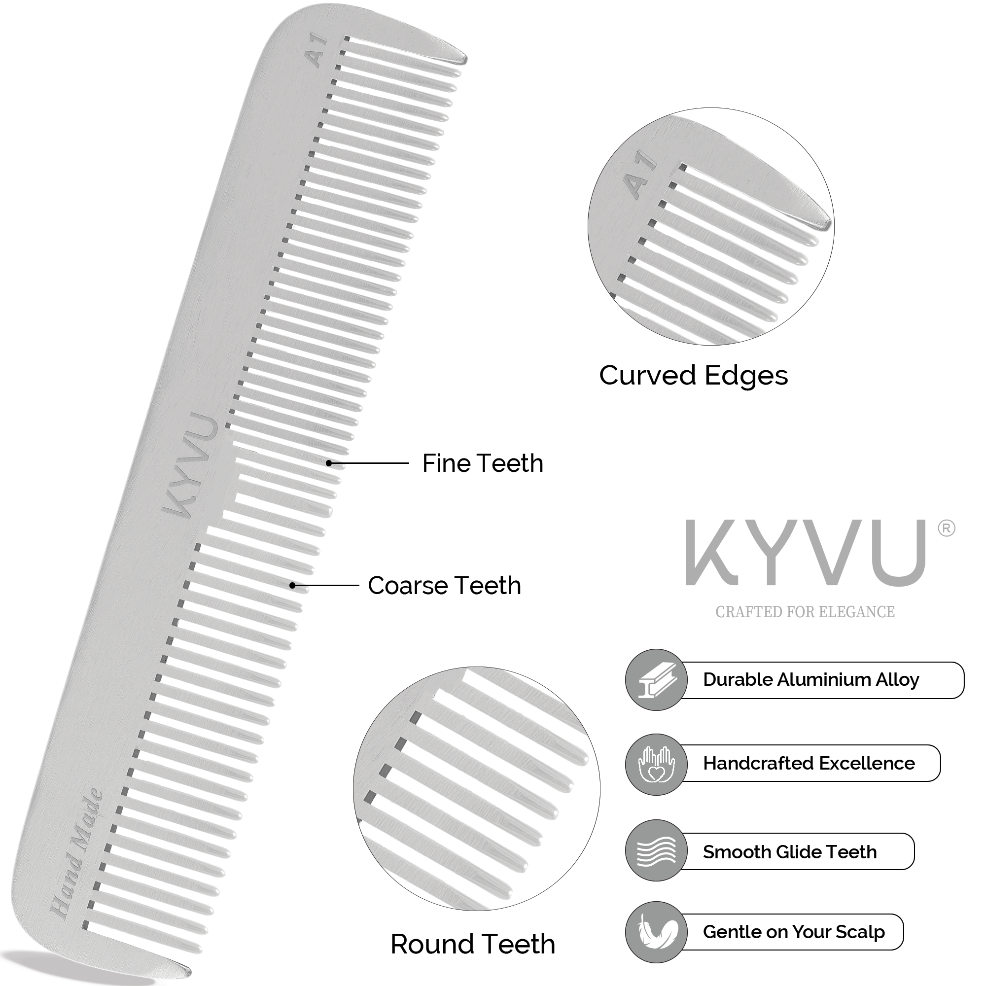 Large Aluminium Dual-Tooth Comb – Hairdressing Comb (A1)