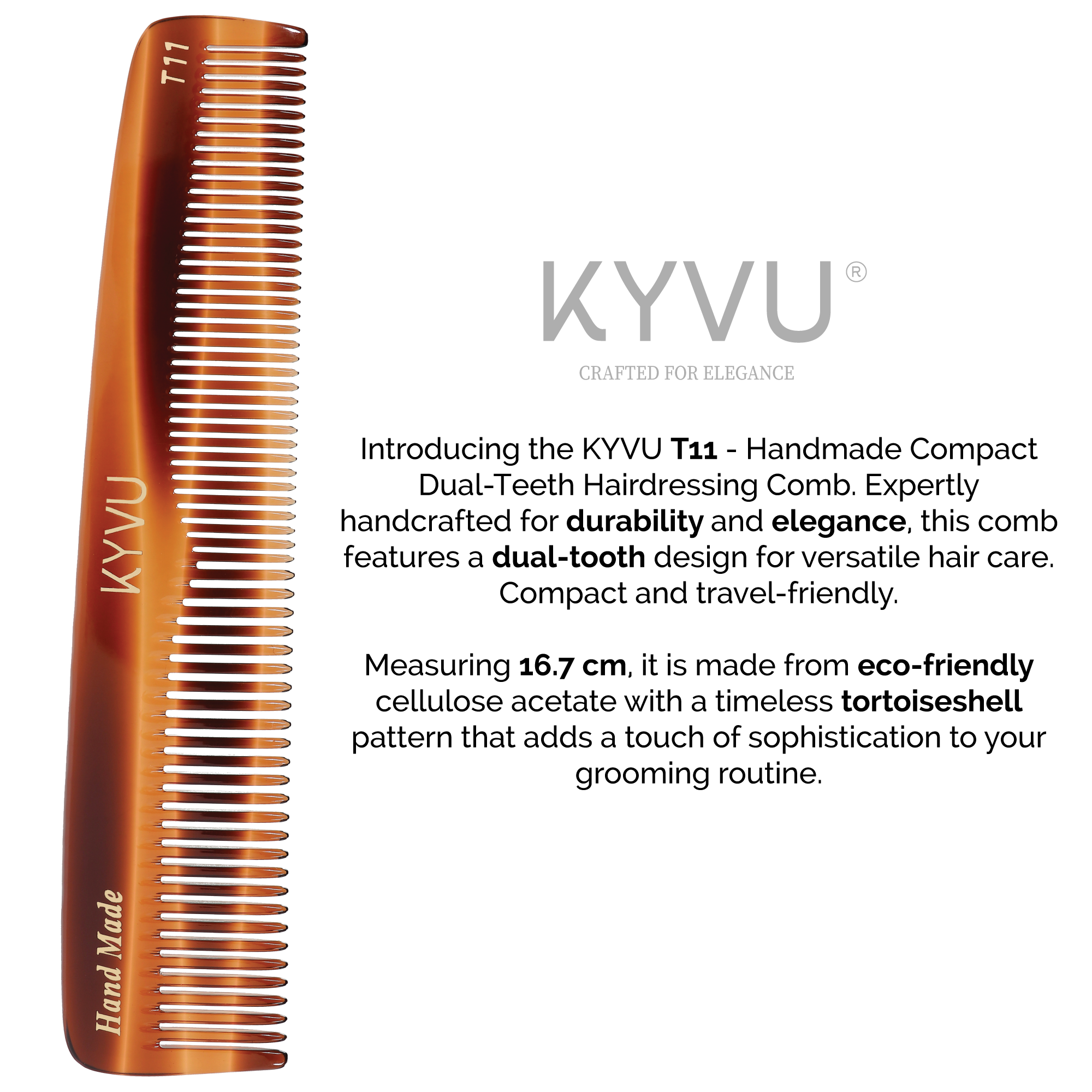 Handmade 16.7 cm Compact  Hairdressing Comb (T11)