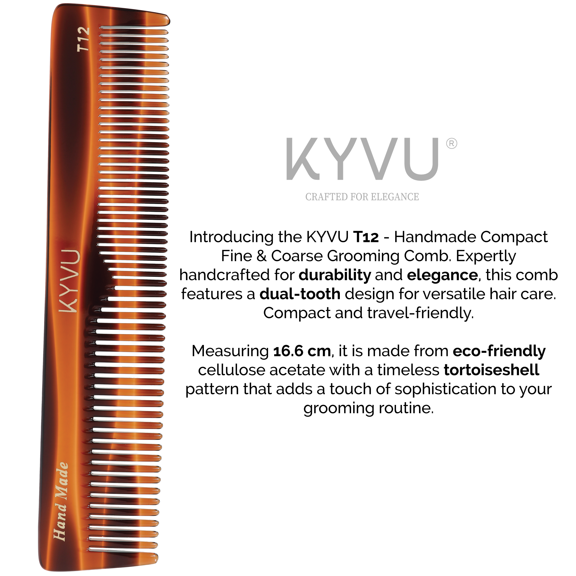 Handmade 16.6 cm Compact  Grooming Comb (T12)