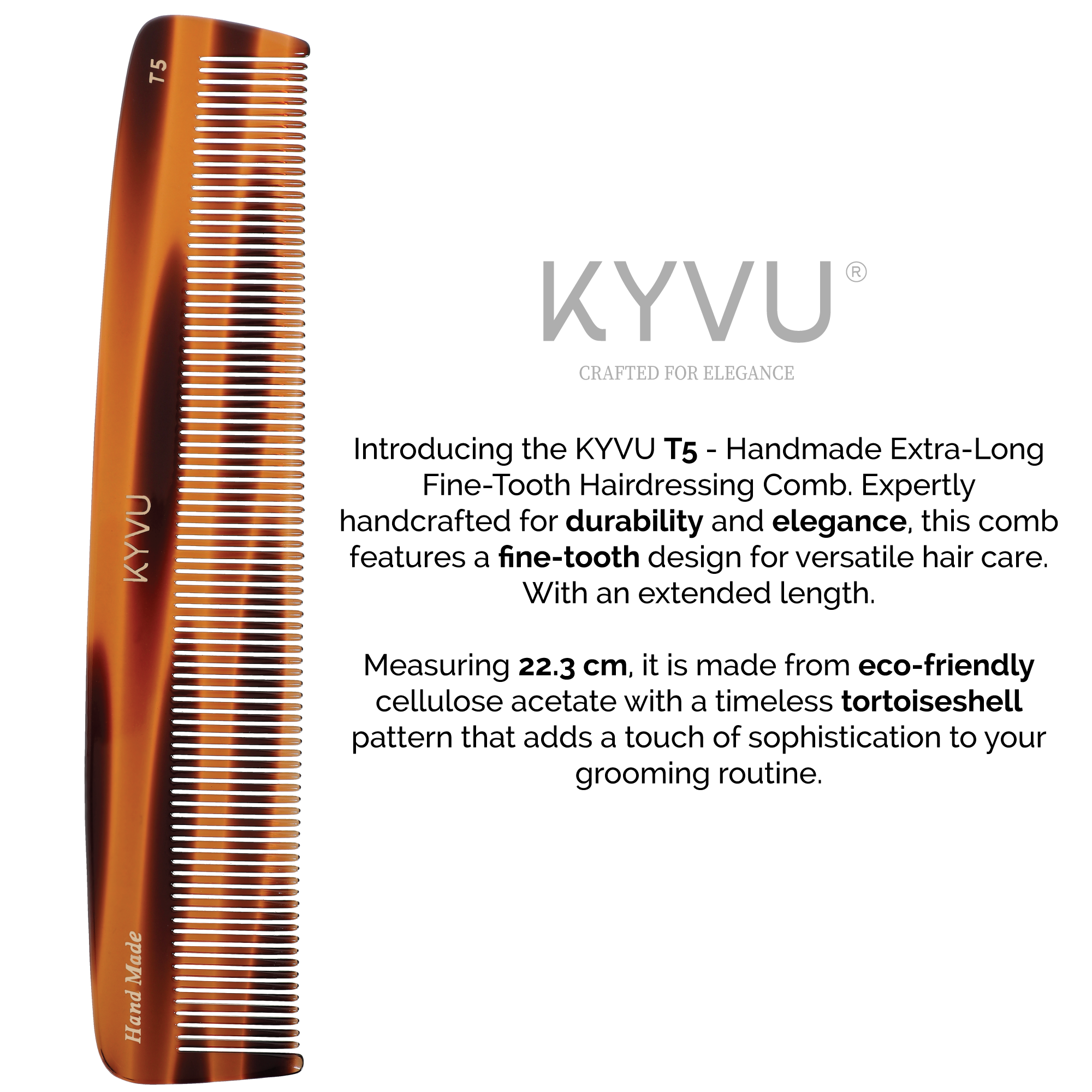 Handmade 22.3 cm Extra-Large Hairdressing Comb (T5)