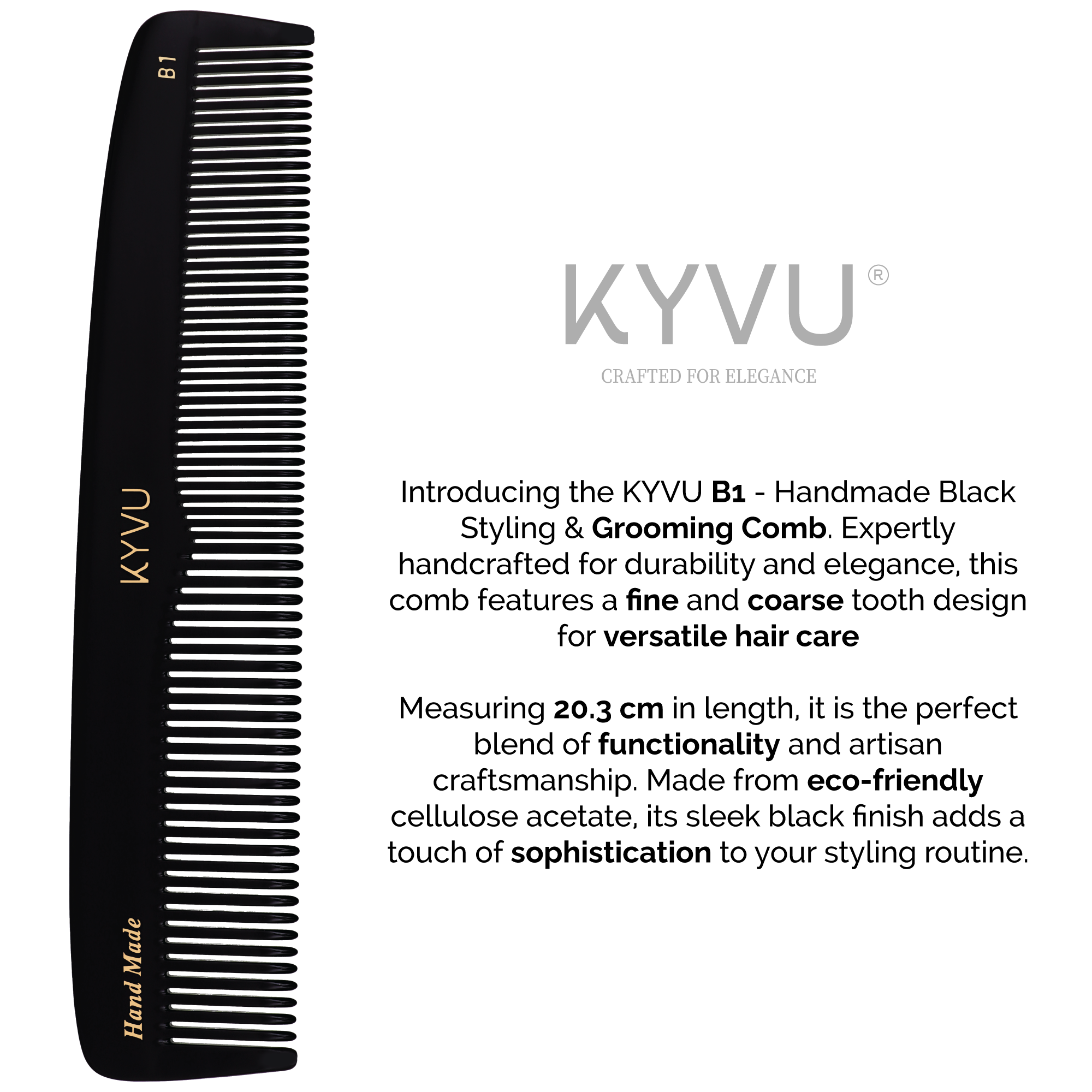 Handmade 20.3 cm Styling & Grooming Comb (B1)