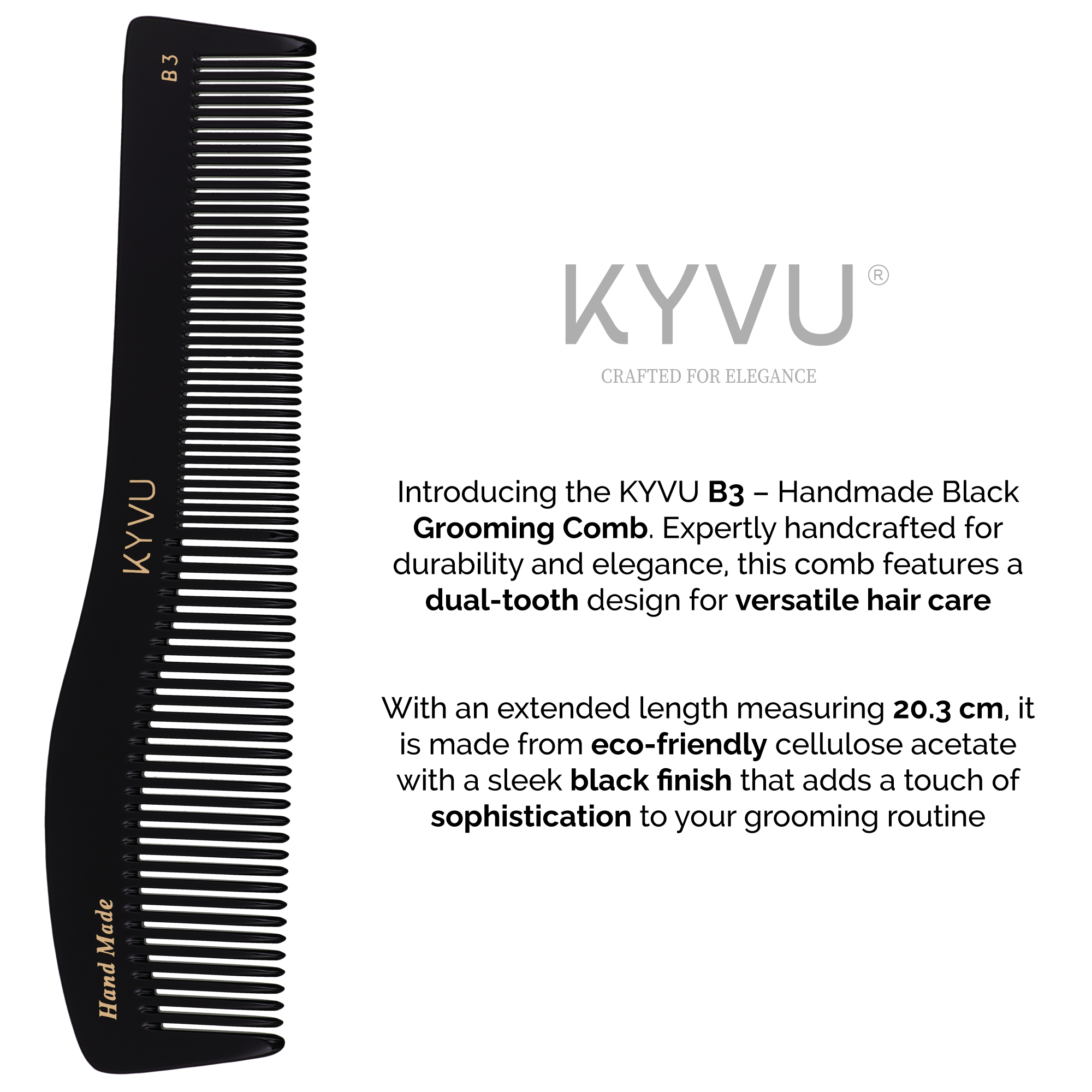 Handmade 20.3 cm Grooming & Styling Comb (B3)