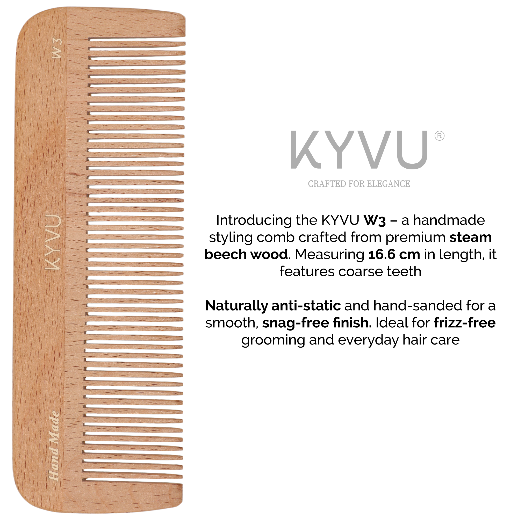 Classic Wooden Coarse-Tooth Comb – Hairdressing Comb (W3)