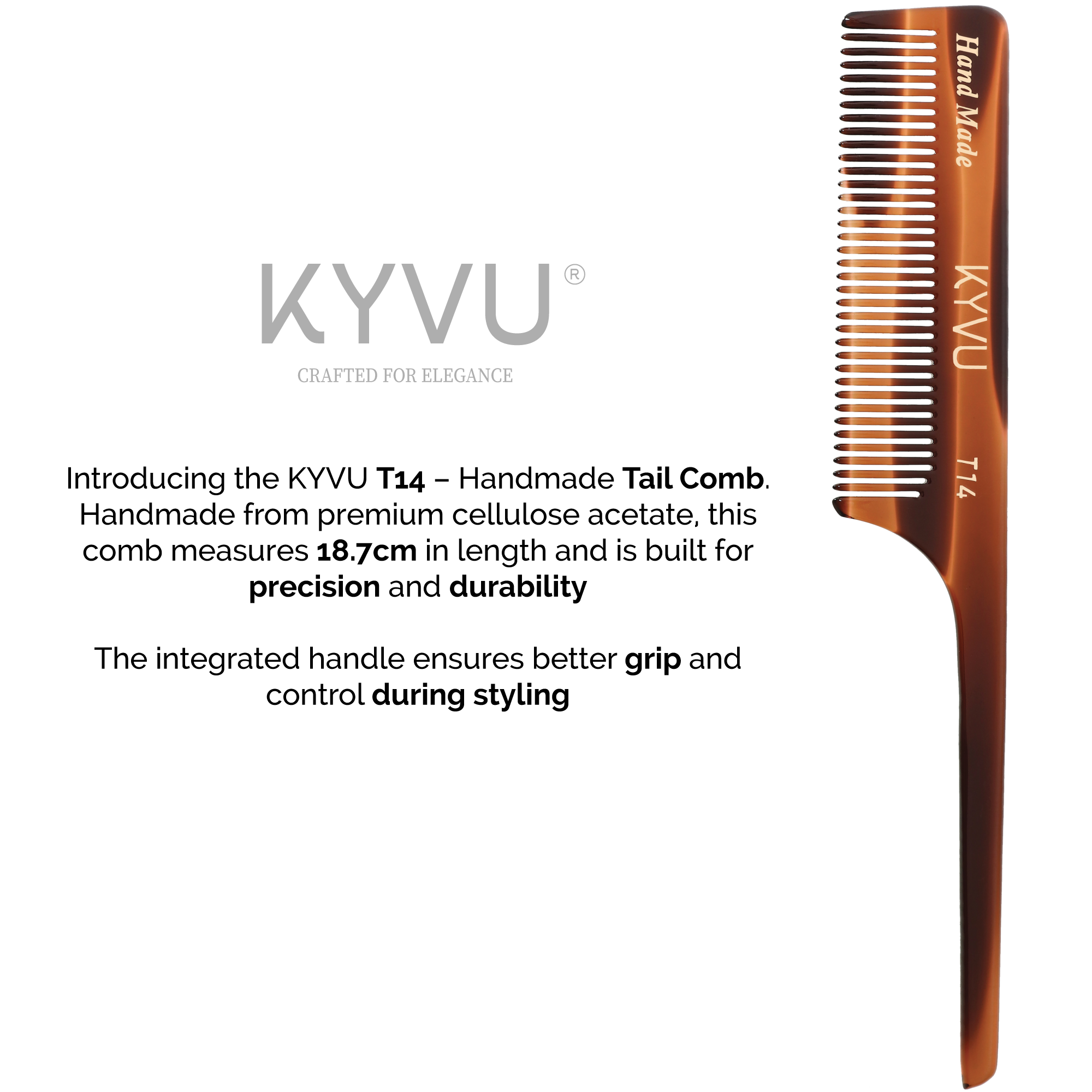 Handmade 18.7 cm Tail Comb (T14)