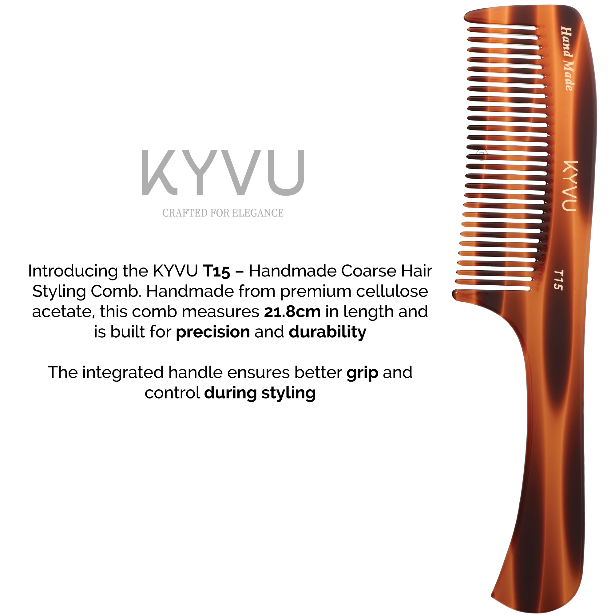 Handmade 21.8 cm Coarse Hair Styling Comb (T15)