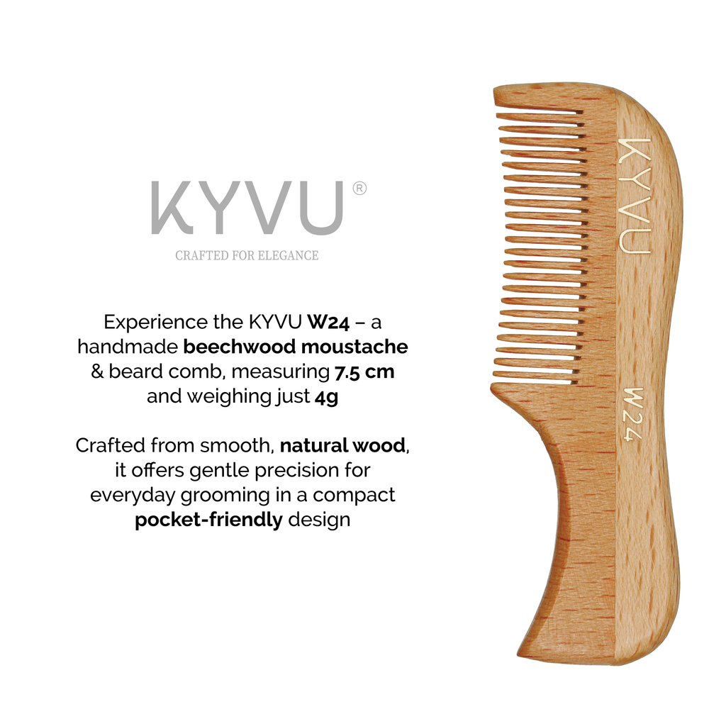 Handmade 7.5 cm Beechwood Moustache & Beard Comb for Men (W24)