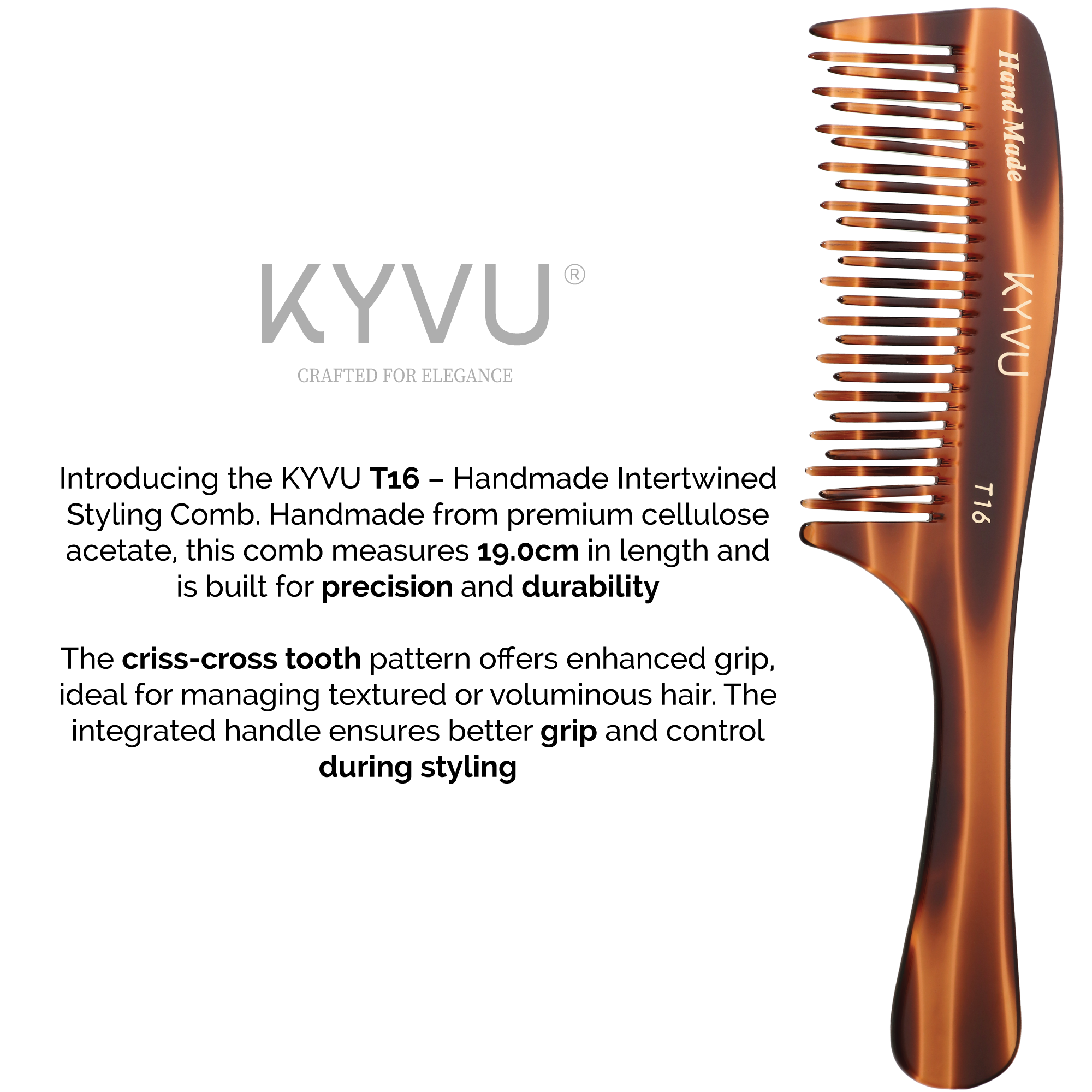 Handmade 19.0 cm Intertwined Styling Comb (T16)