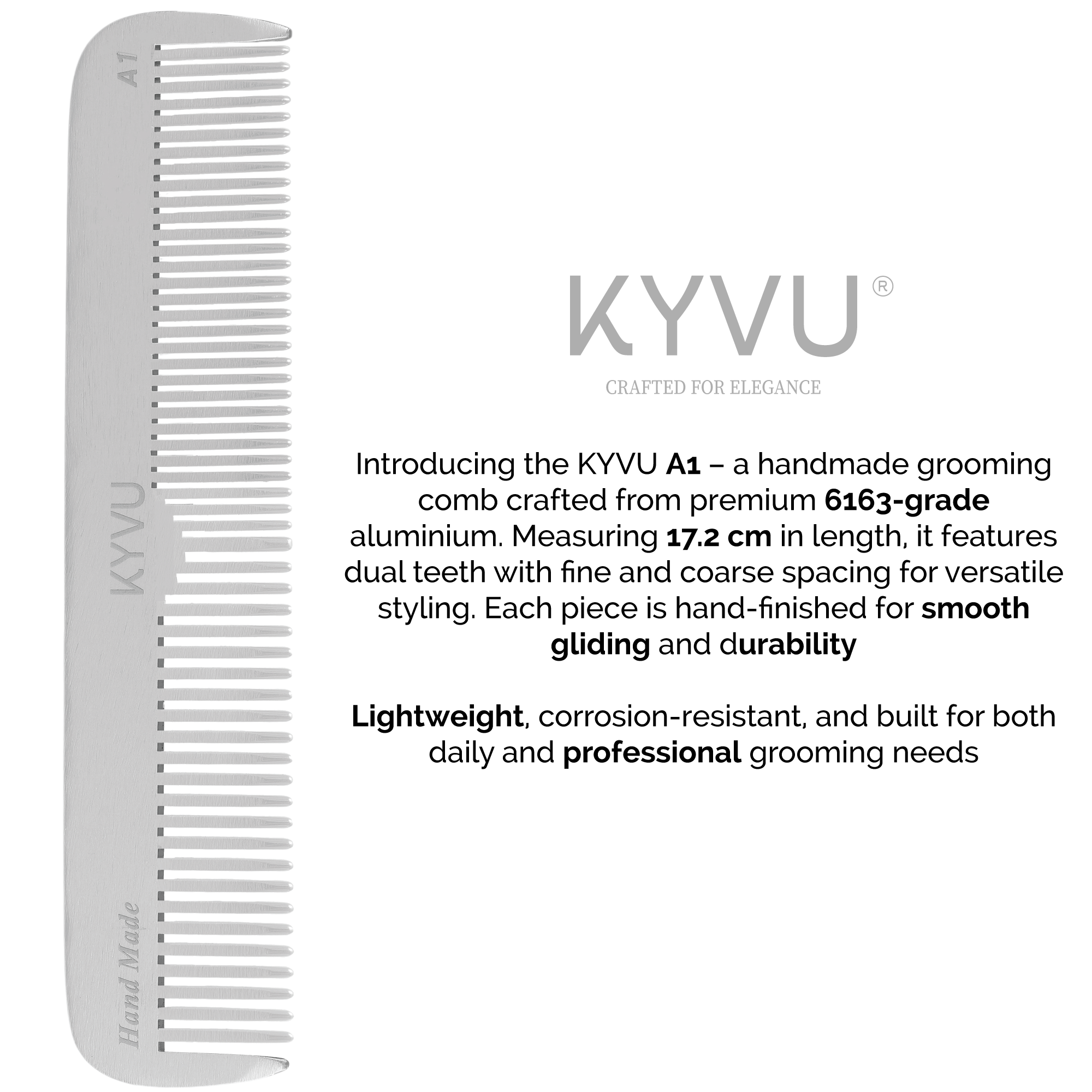 Large Aluminium Dual-Tooth Comb – Hairdressing Comb (A1)