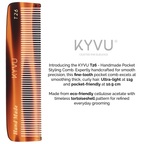 KYVU T26 tortoiseshell comb info: handmade from cellulose acetate sheets, flexible strong material for thick curly hair