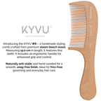 Extra-Large Wooden Fine-Tooth Comb – Styling Comb with Handle (W6)