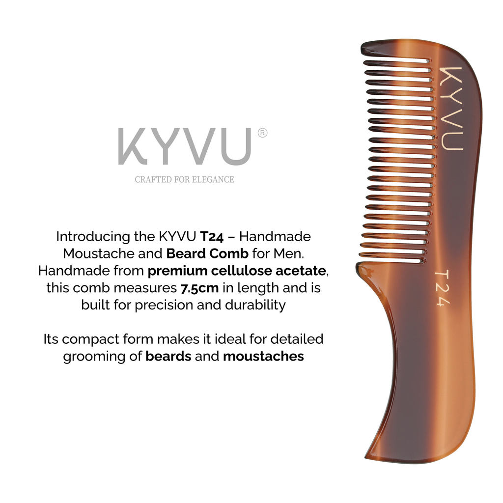 Handmade 7.5 cm Cellulose Acetate (Tortoiseshell) Moustache & Beard Comb for Men (T24)
