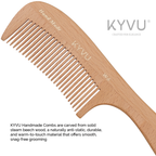 Extra-Large Wooden Fine-Tooth Comb – Styling Comb with Handle (W6)