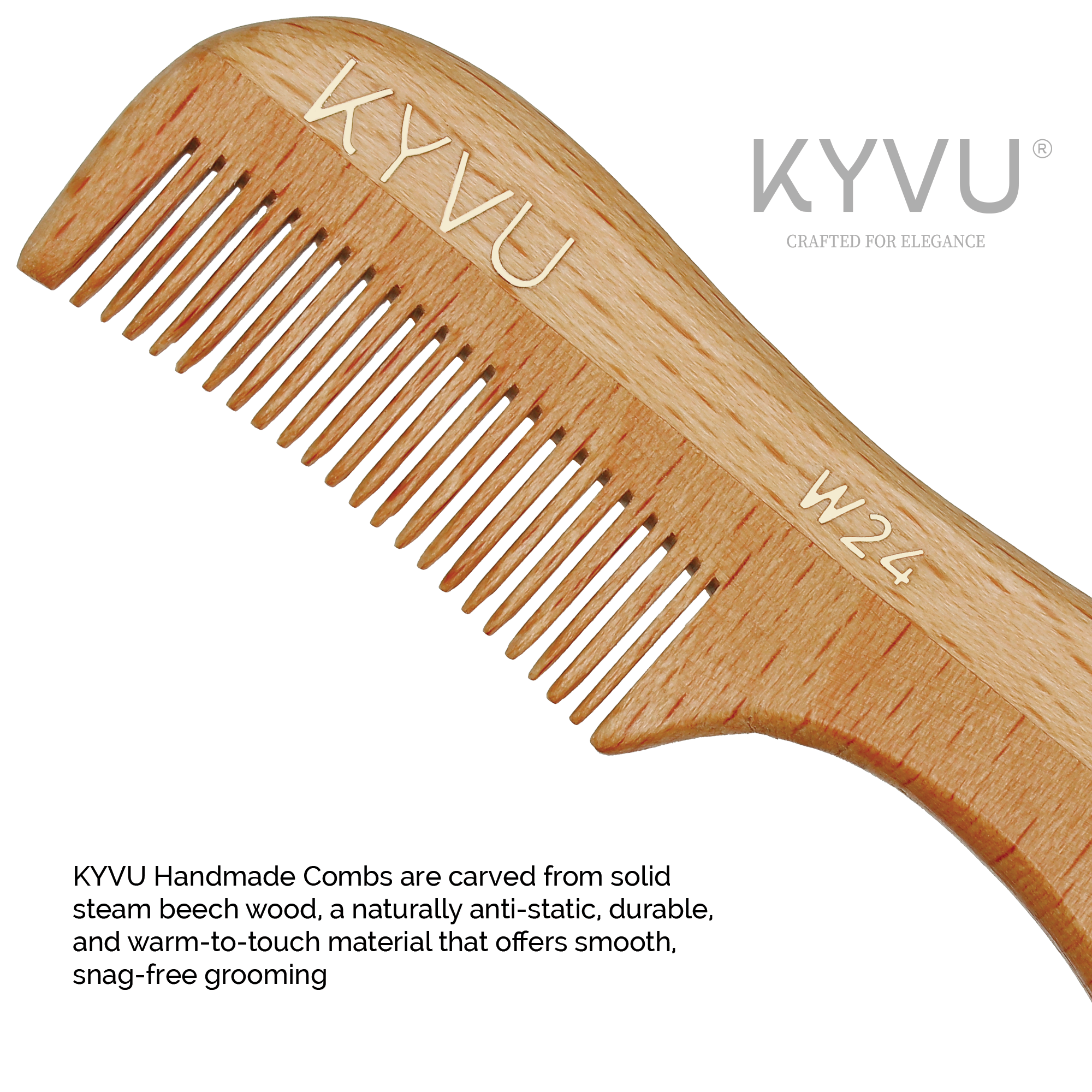 Handmade 7.5 cm Beechwood Moustache & Beard Comb for Men (W24)