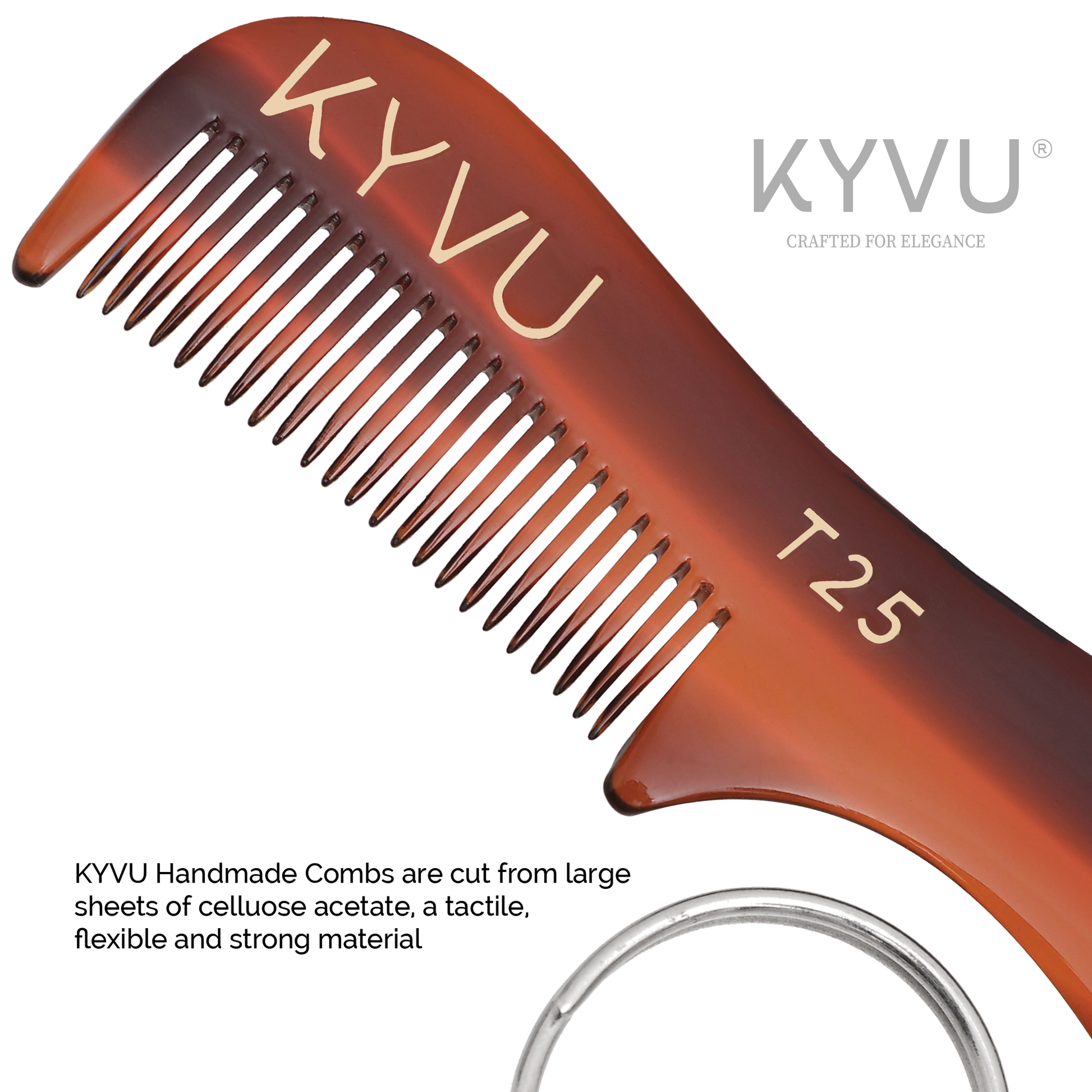 Handmade 7.5 cm Moustache & Beard Comb with Key Ring (T25)