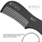 Handmade 7.5 cm Premium Cellulose Acetate (Black) Moustache & Beard Comb with Key Ring (B25)