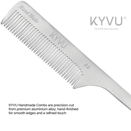 Extra-Large Aluminium Fine-Tooth Comb – Styling Comb with Handle (A6)