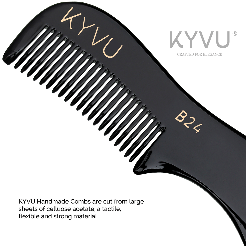 Handmade 7.5 cm Premium Cellulose Acetate (Black) Moustache & Beard Comb for Men (B24)