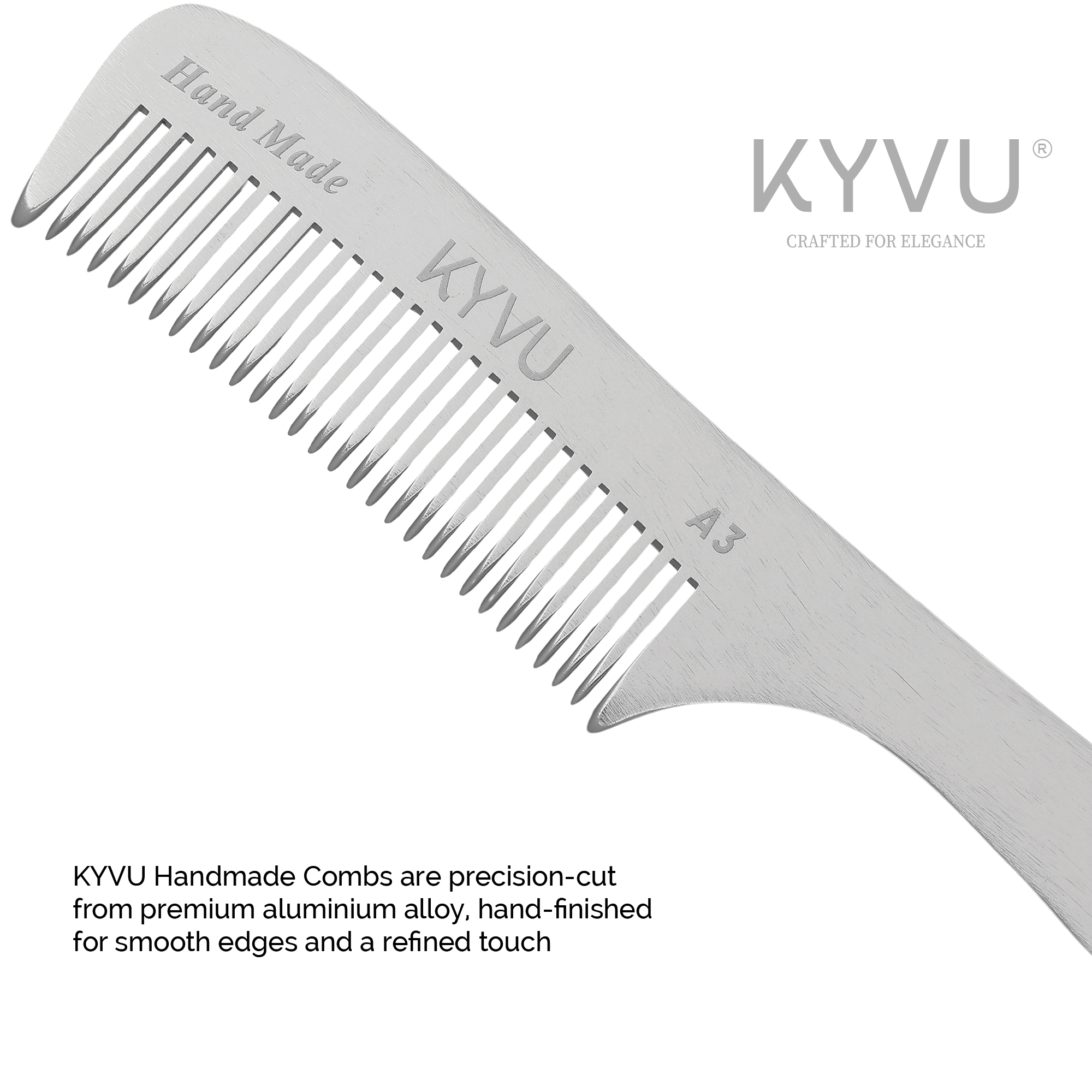 Large Aluminium Coarse-Tooth Comb – Styling Comb with Handle (A3)