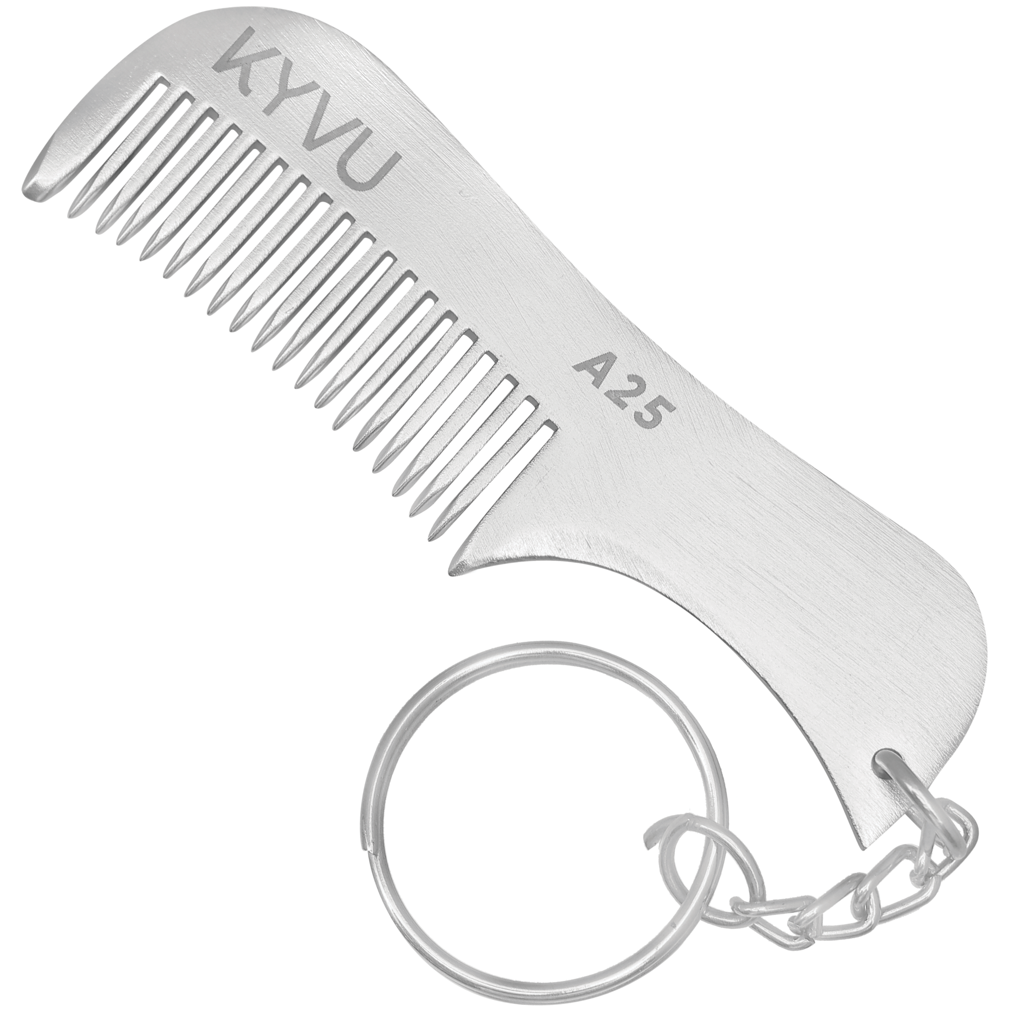 Handmade 7.5 cm Aluminium (6163 Grade) Moustache & Beard Comb with Key Ring (A25)