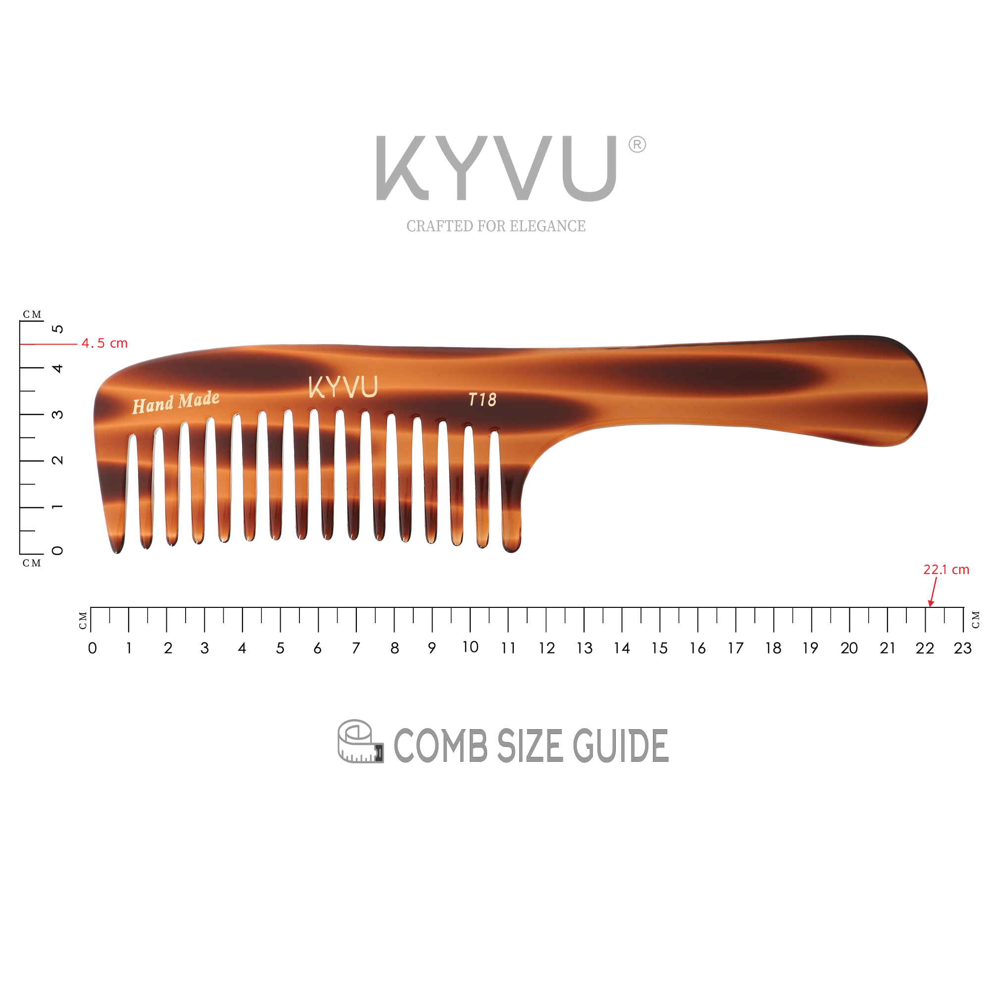 Handmade 22.1 cm Gentle Glide Wide Comb (T18)