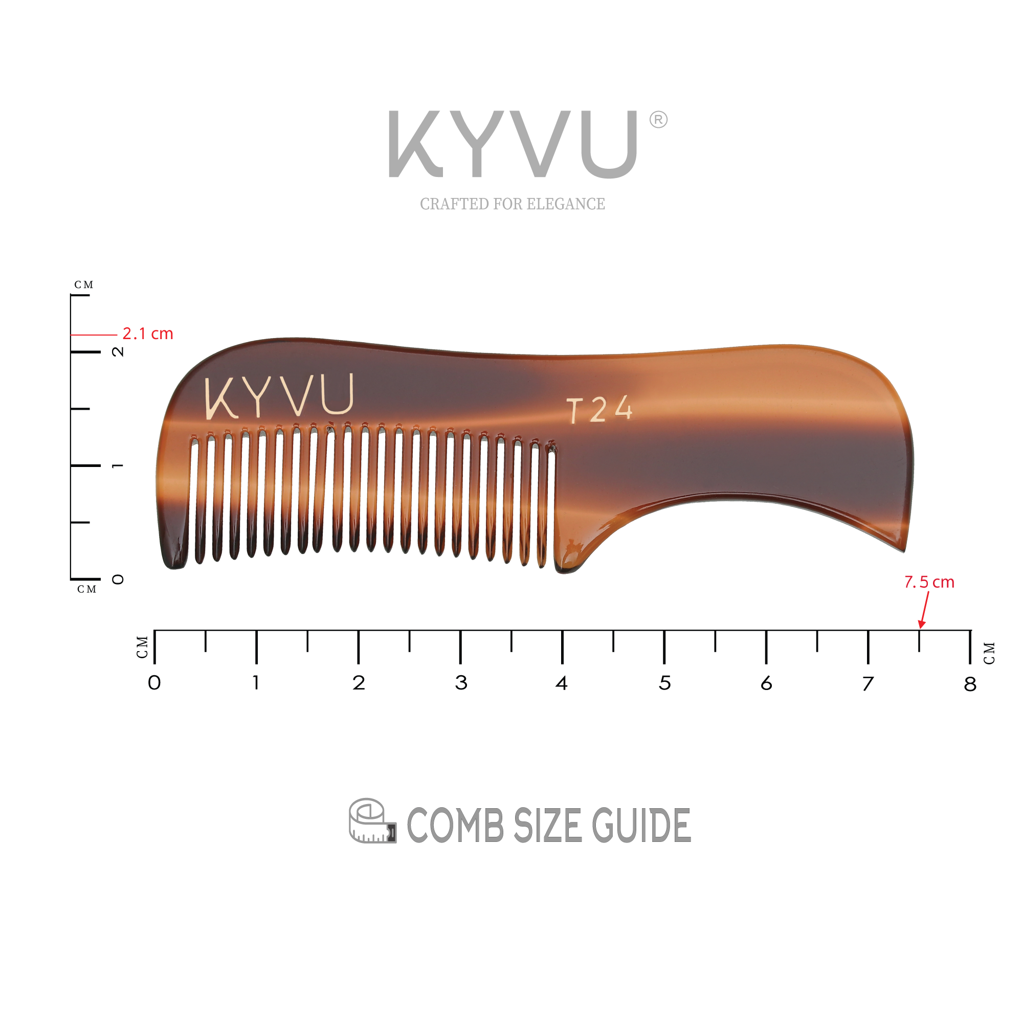 Handmade 7.5 cm Cellulose Acetate (Tortoiseshell) Moustache & Beard Comb for Men (T24)