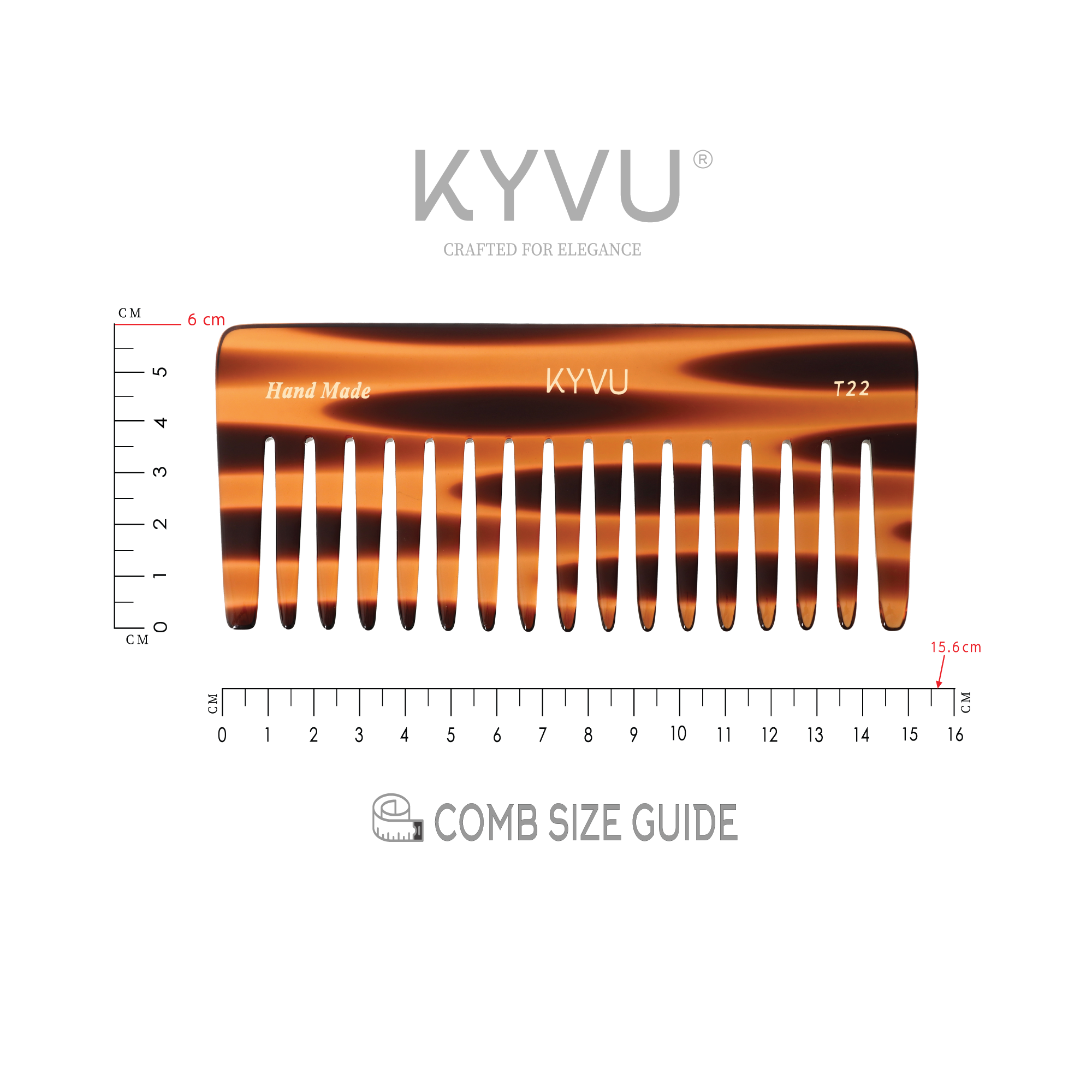Handmade 15.6 cm Wide-Tooth Detangling Comb (T22)