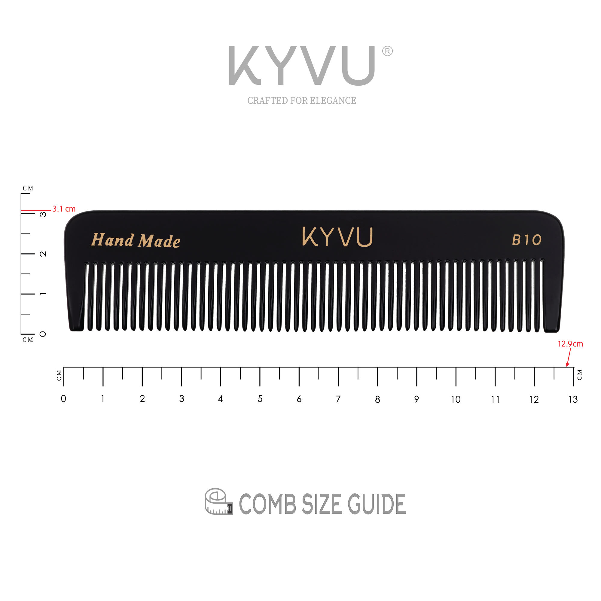 Handmade 12.9 cm Coarse Hair Styling Comb (B10)