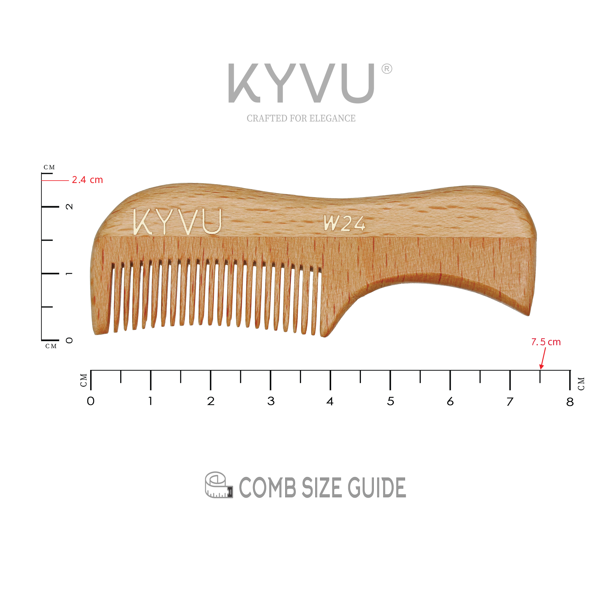 Handmade 7.5 cm Beechwood Moustache & Beard Comb for Men (W24)