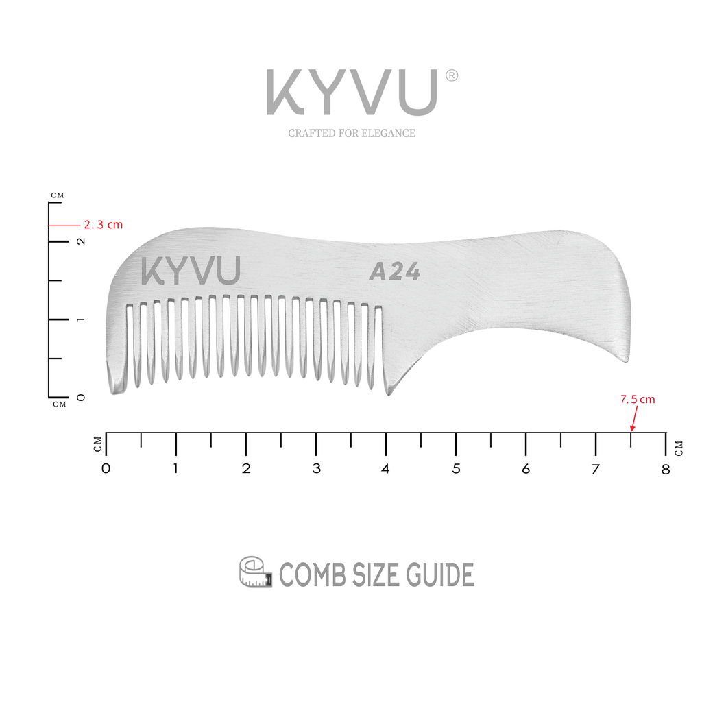 Handmade 7.5 cm Aluminium (6163 Grade) Moustache & Beard Comb for Men (A24)