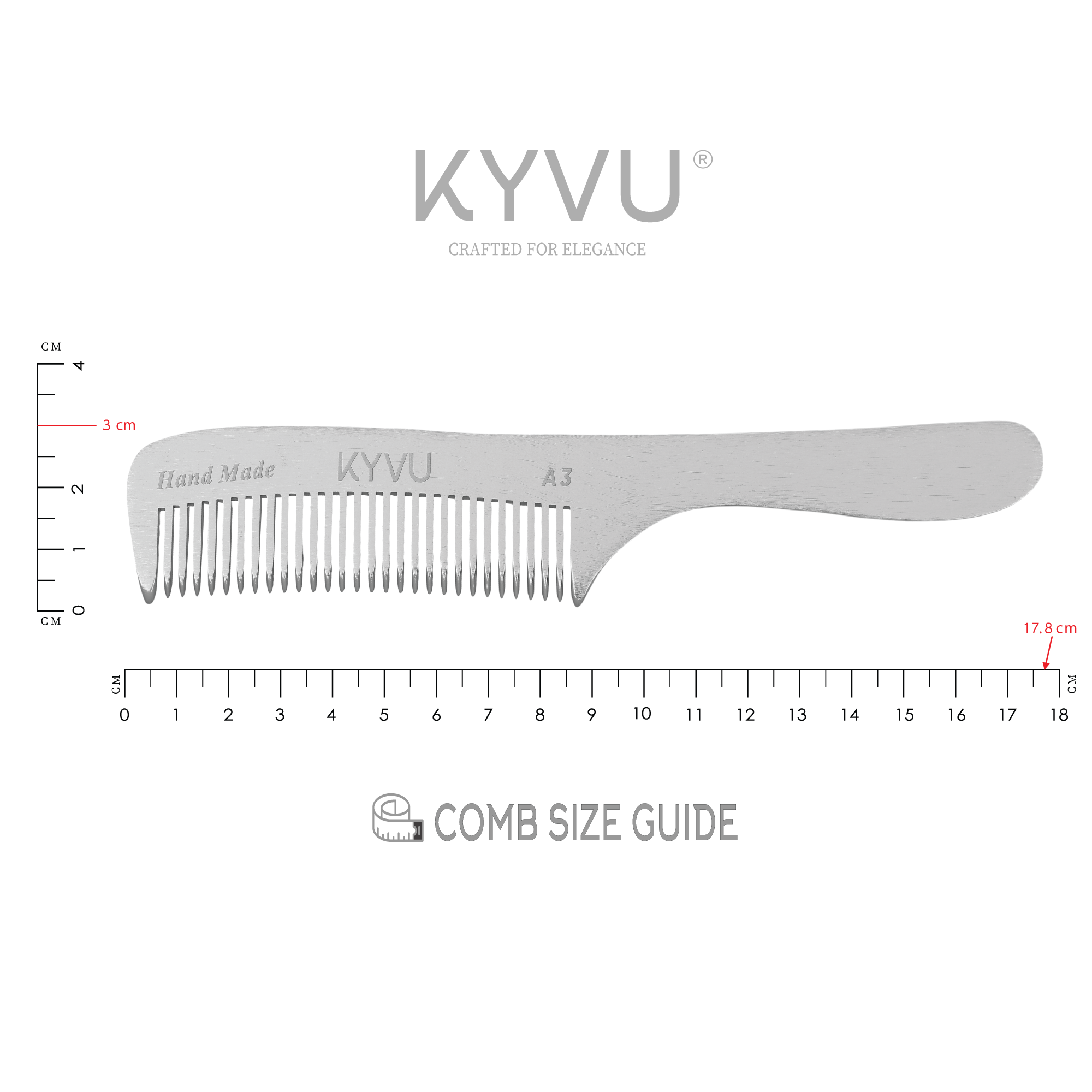 Large Aluminium Coarse-Tooth Comb – Styling Comb with Handle (A3)