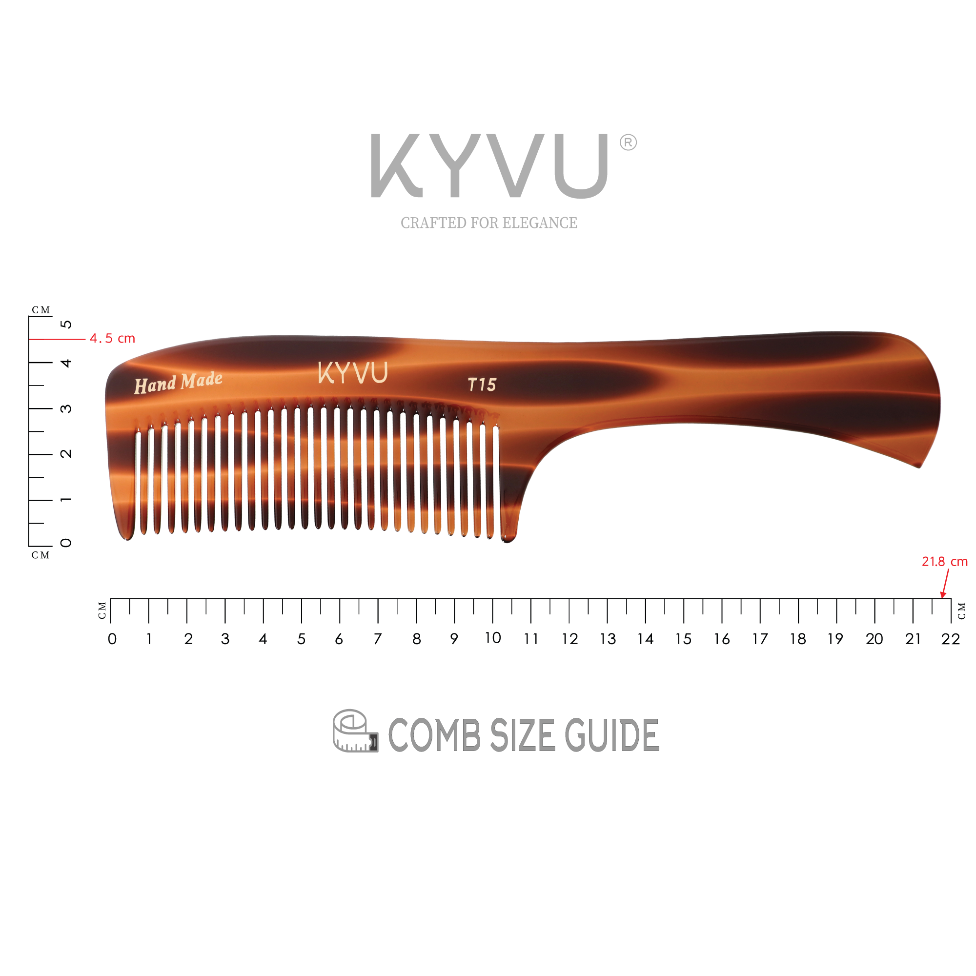 Handmade 21.8 cm Coarse Hair Styling Comb (T15)