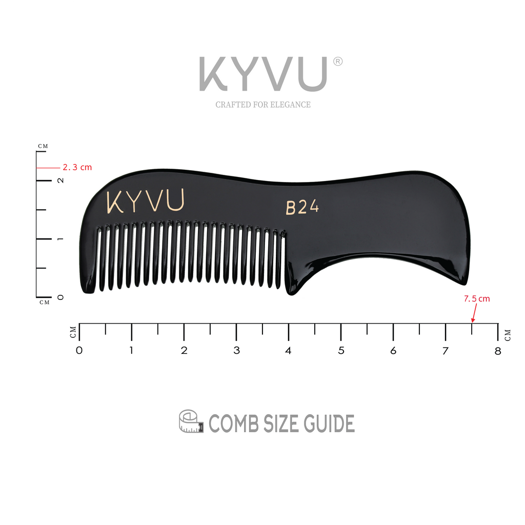 Handmade 7.5 cm Premium Cellulose Acetate (Black) Moustache & Beard Comb for Men (B24)