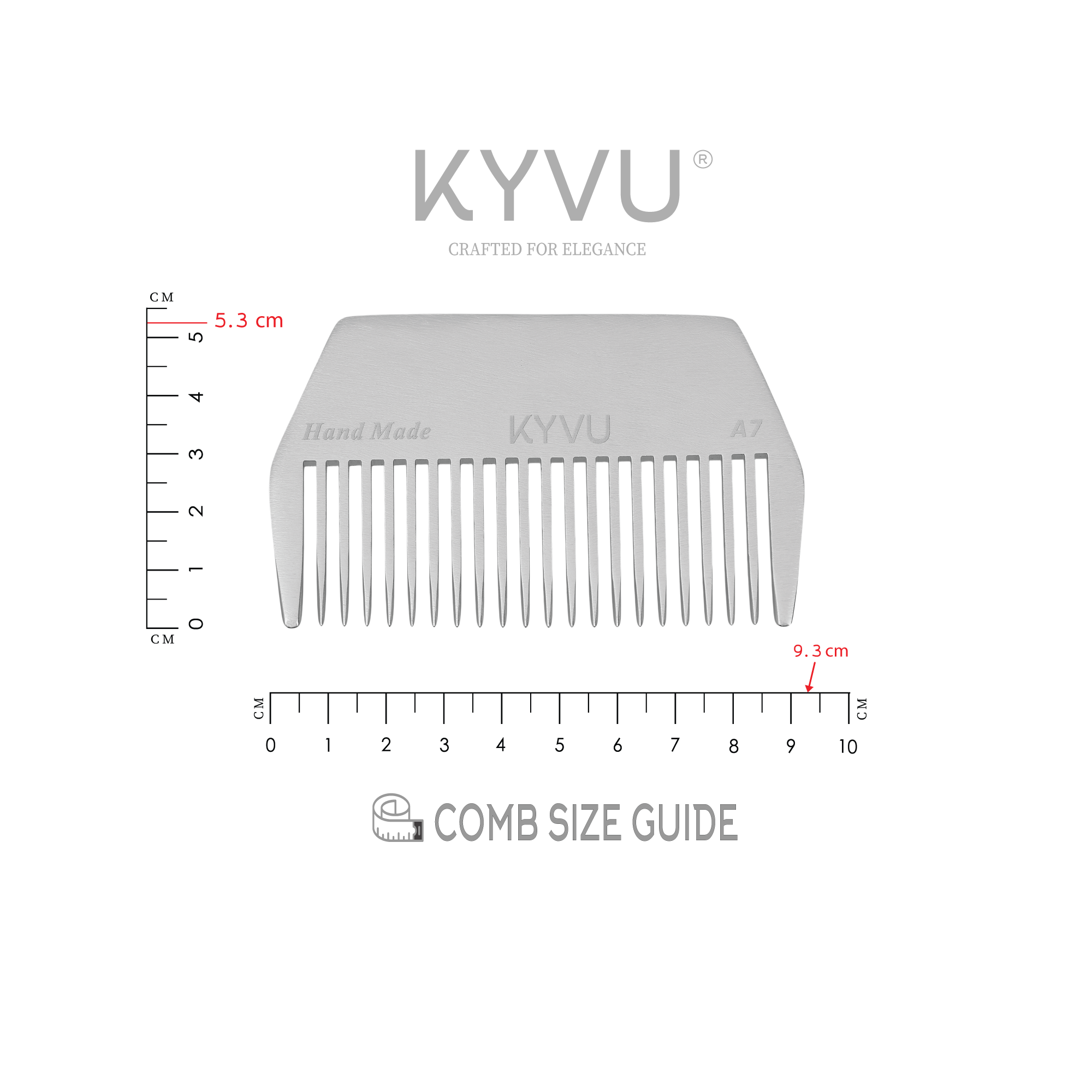 Compact Aluminium Hair Comb – Wide Styling Comb (A7)