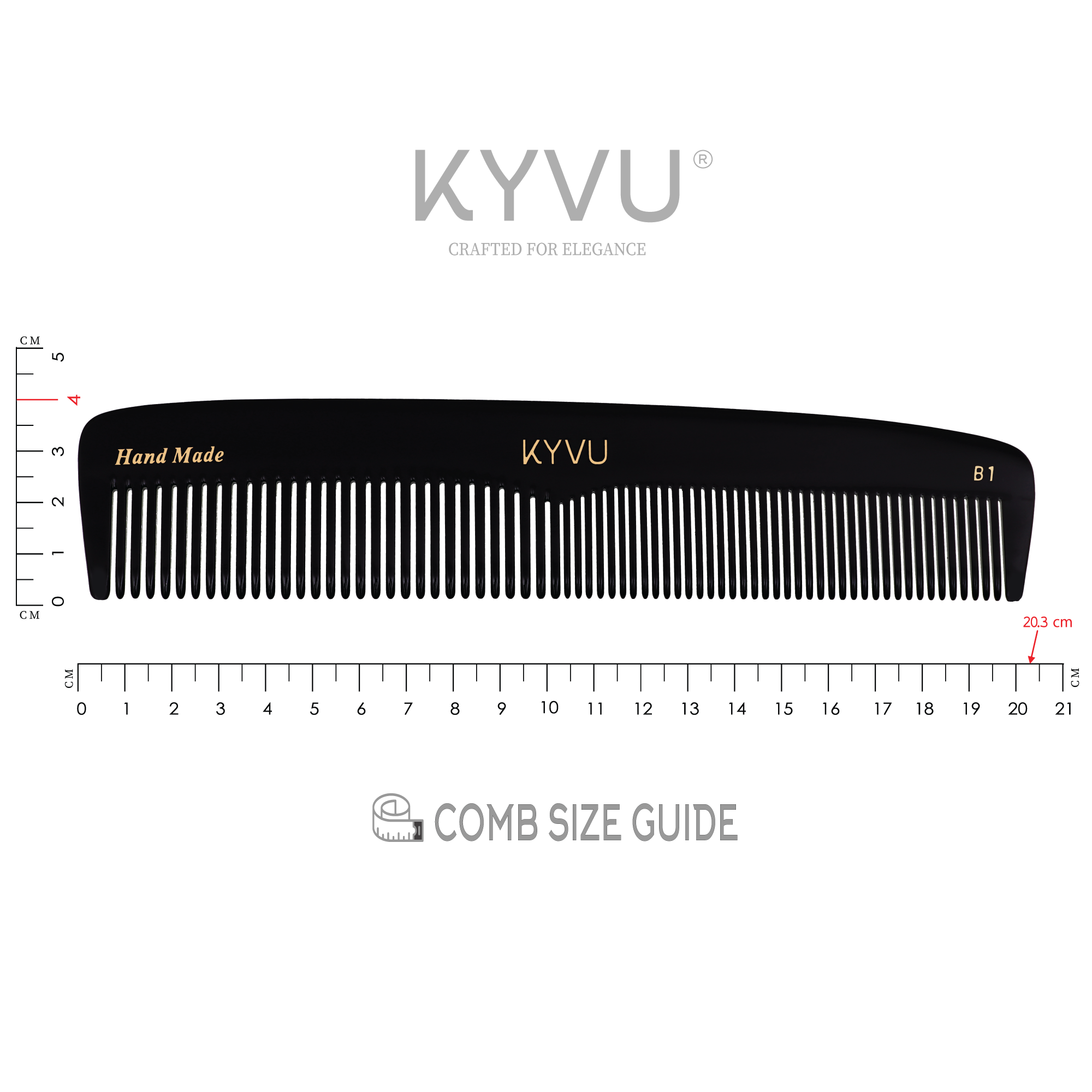 Handmade 20.3 cm Styling & Grooming Comb (B1)