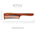 KYVU T29 styling comb with handle size guide 19.0cm L 4cm W, lightweight 18g compact design for precise thick hair styling.