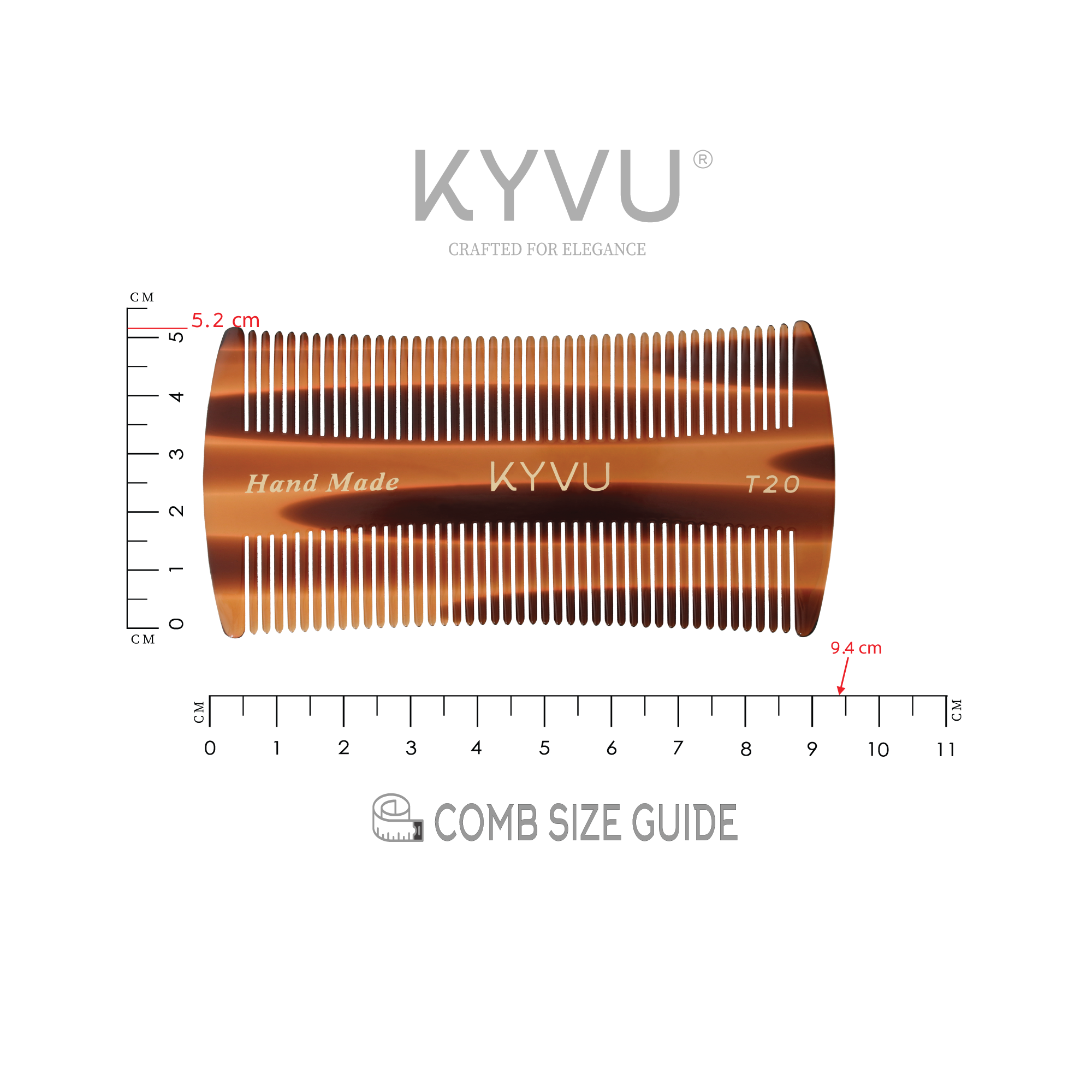 Handmade 9.4 cm Micro-Tooth Scalp Comb (T20)