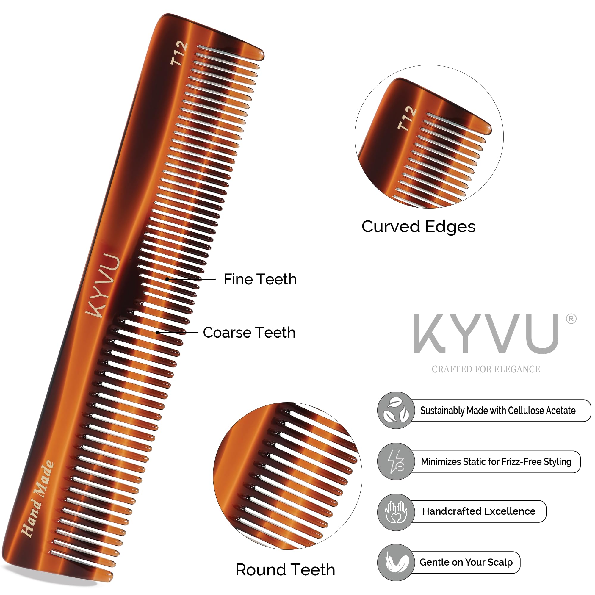 Handmade 16.6 cm Compact  Grooming Comb (T12)